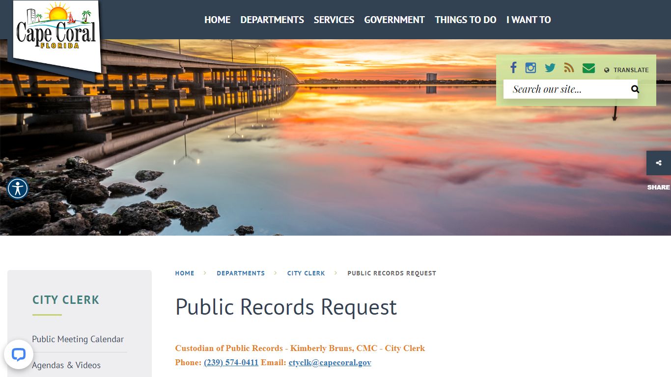 Public Records Request - Cape Coral, Florida