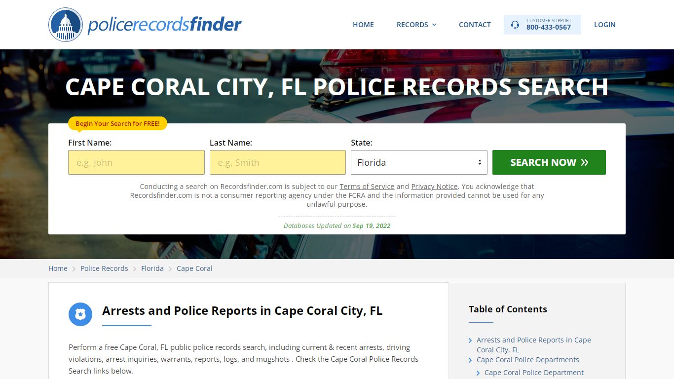 CAPE CORAL CITY, FL POLICE RECORDS SEARCH - RecordsFinder